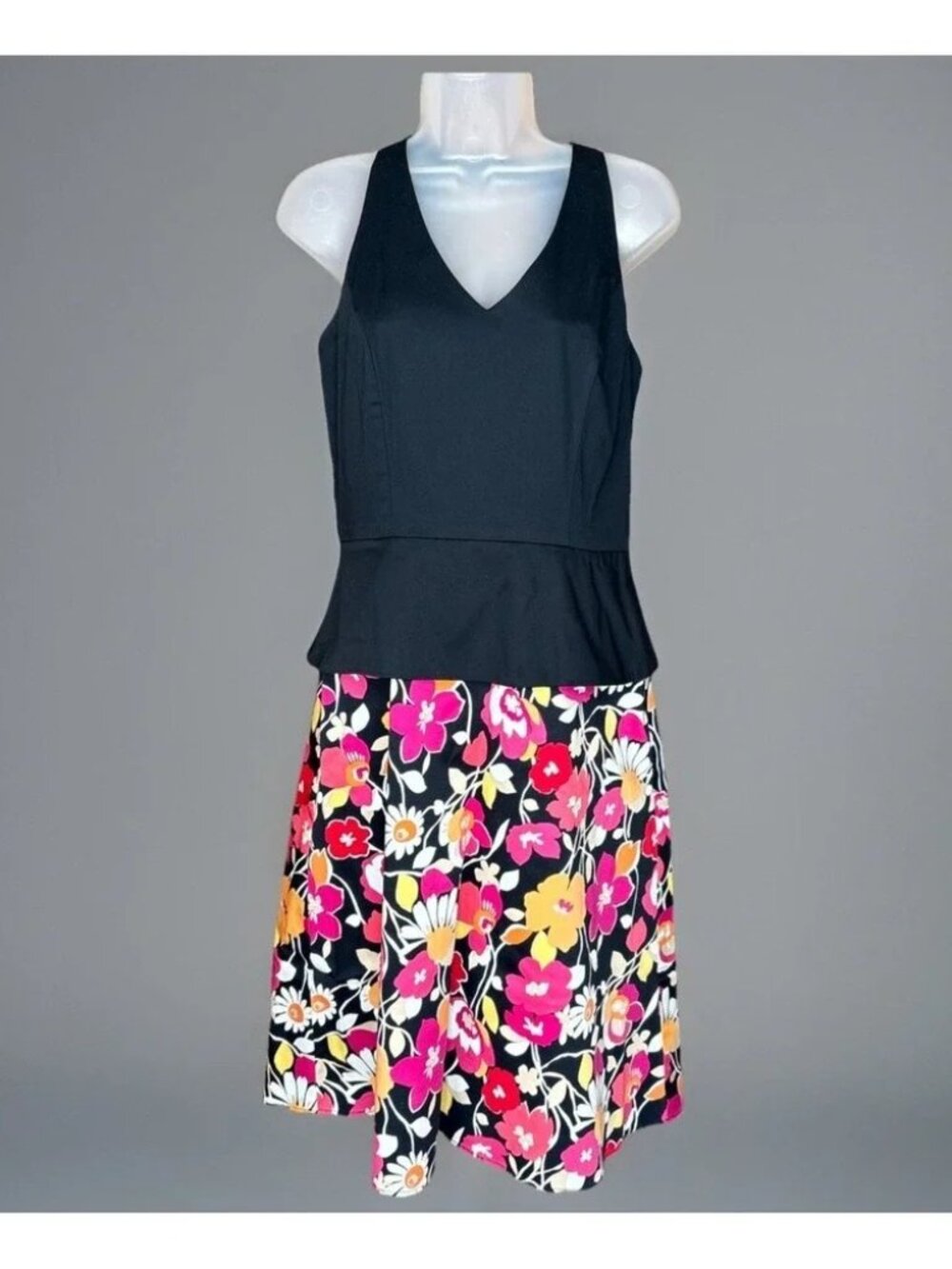 Sheri Martin NY Dress Women 6 Black Floral Halter Retro Y2K Preppy Classic Beach